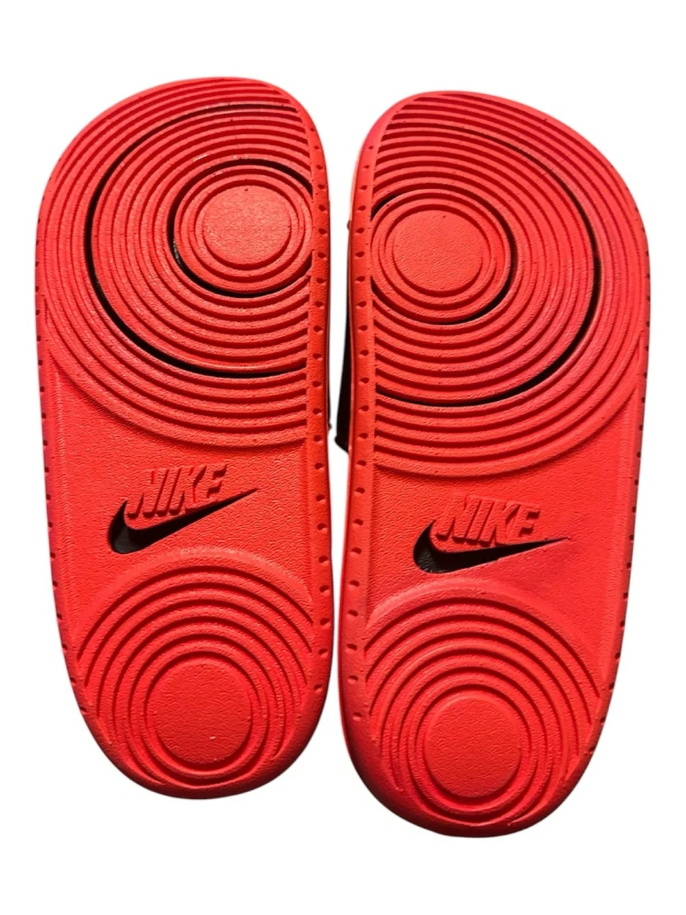 Nike Black Slide Sandals with Red Outsole